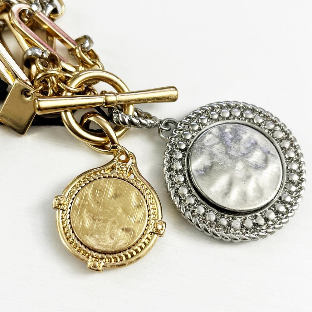 NEW White House Black Market Mixed Metal Medallion Charm Necklace - Picture 8 of 8
